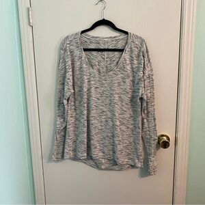 Lululemon White Black Heather Long Sleeve T Shirt Lightweight Athleisure Size XL
